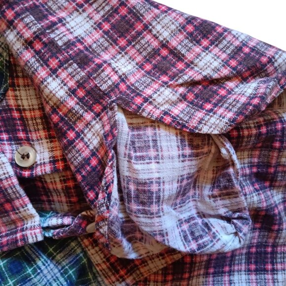 Vintage Boys 8 Shirt 1950's Handmade Flannel Country Button-Up 1OF1 Shadow PLaid - Picture 5 of 6